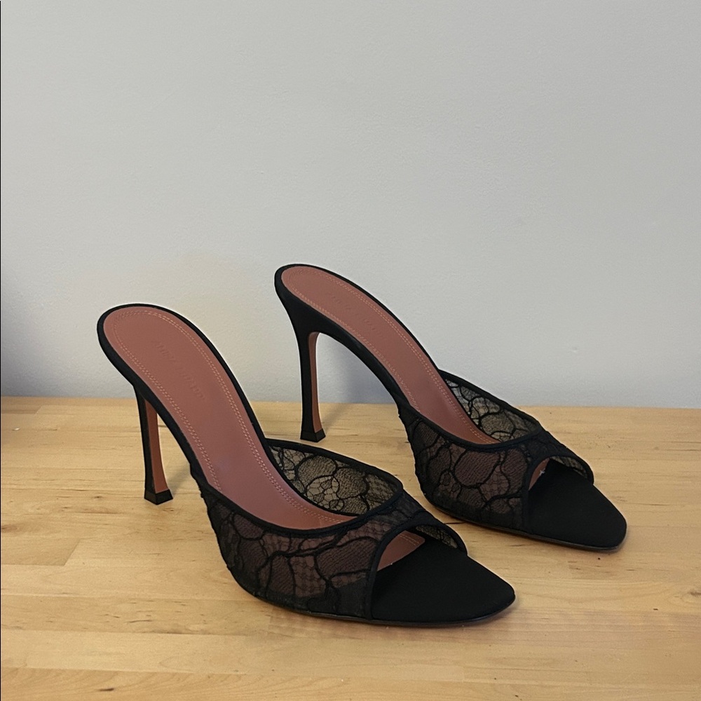 NEW Amina Muaddi Alexa Lace Stiletto Mule Sandals size 40